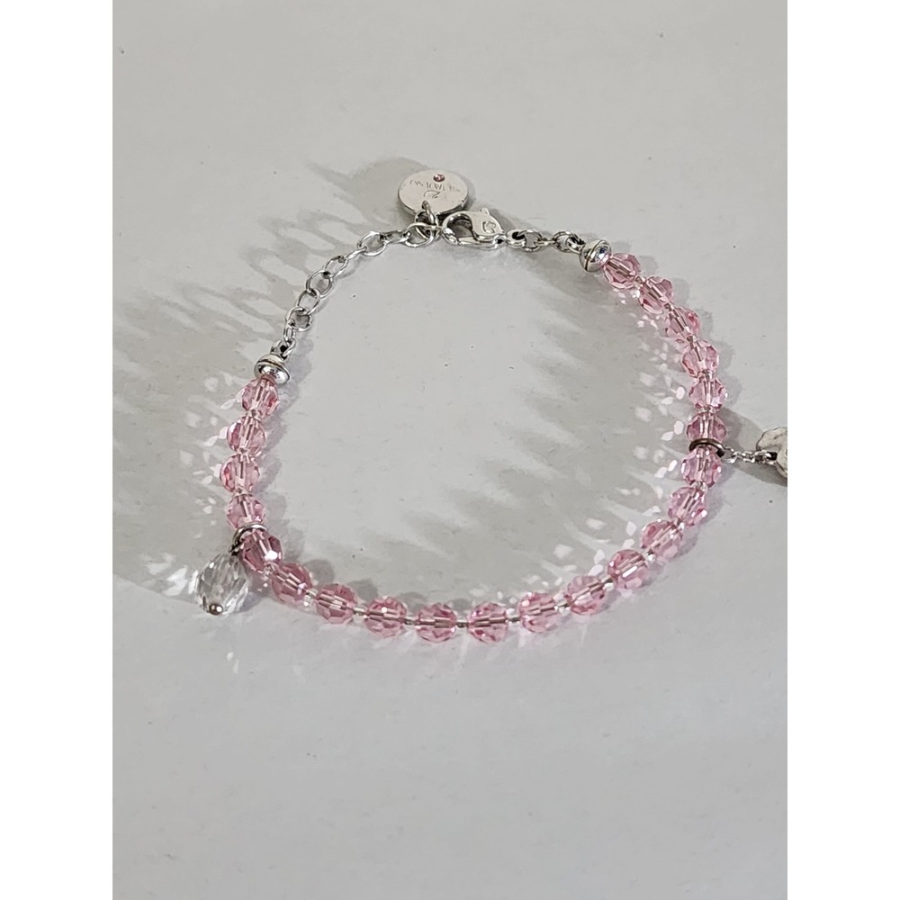 Swarovski x Hello Kitty Sanrio 2011 Pink Crystal Bracelet Cherry Teardrop Charms